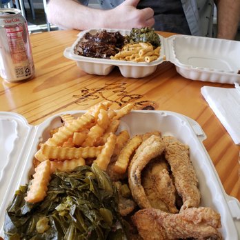 FEED YA SOUL - Jerk chicken platter with rasta pasta & collard greens. Fried whiting platter with collard greens and fries - Soul Food Near Me - AVENEL, New Jersey FEED YA SOUL - Jerk chicken platter with rasta pasta & collard greens. Fried whiting platter with collard greens and fries - Soul Food Near Me - AVENEL, New Jersey