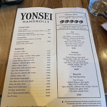 Yonsei Handrolls - Menu - Japanese Near Me - Oakland, California Yonsei Handrolls - Menu - Japanese Near Me - Oakland, California