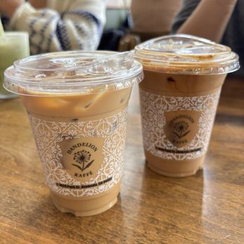 Dandelion Kaffe - Lavender Latte (left), Honeycomb Latte (right) - Coffee & Tea Near Me - Alameda, California