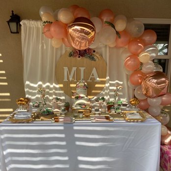 Sweet Art Bake Shop - a dessert table with balloons - Cupcakes Near Me Sweet Art Bake Shop - a dessert table with balloons - Cupcakes Near Me
