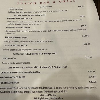 Orchid7 Fusion Bar & Grill - Menu - Caribbean Near Me - Dedham, Massachusetts Orchid7 Fusion Bar & Grill - Menu - Caribbean Near Me - Dedham, Massachusetts