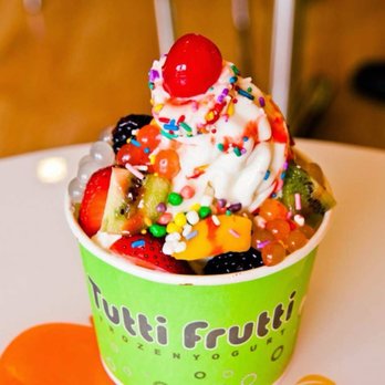 Tutti Frutti - My friends fro-yo smothered with toppings. Cherry on top. - Ice Cream & Frozen Yogurt Near Me - Los Angeles, California Tutti Frutti - My friends fro-yo smothered with toppings. Cherry on top. - Ice Cream & Frozen Yogurt Near Me - Los Angeles, California
