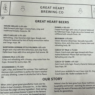 Menu photo 5 Great Heart Brewing Olivette, MO