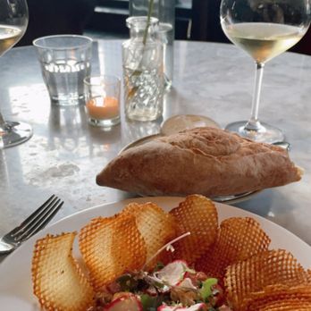 Brass Tack - Disappointing steak tartare. The menu offers ground steak tartare and it was served diced, which leaves the meat a chewy texture - American Near Me - Chicago, Illinois