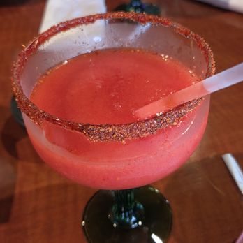 Tequila Azteca Restaurant - Frozen strawberry margarita with tajin rim - Mexican Near Me - Willowbrook, Illinois