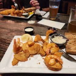 Rustix - Whoops this is mostly eaten already..ha!  Shrimp in front, Walleye in back.