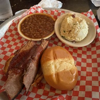 Brother Jimmy's BBQ - Smoked Brisket Sandwich Baked Beans (contains pork) Potato Salad. - Barbeque Near Me - Oxon Hill, Maryland Brother Jimmy's BBQ - Smoked Brisket Sandwich Baked Beans (contains pork) Potato Salad. - Barbeque Near Me - Oxon Hill, Maryland