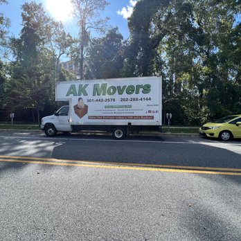 AK Movers - Oct 10.  Can a car park safely in front of this large truck? Between each meter there is space for 2 cars.  His trucks make it impossible - Movers Near Me - Rockville, Maryland