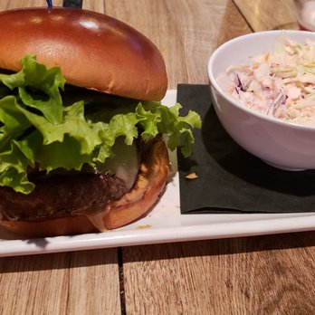 The Grumpy Monk - Monk burger with coleslaw (it has peanut butter!!) - Pubs Near Me - Myrtle Beach, South Carolina