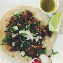 Beef tongue taco with awesome salsa verde!
