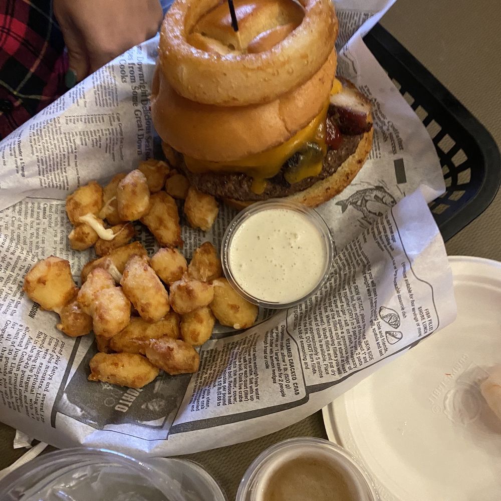 Burger and cheese curds Burger and cheese curds