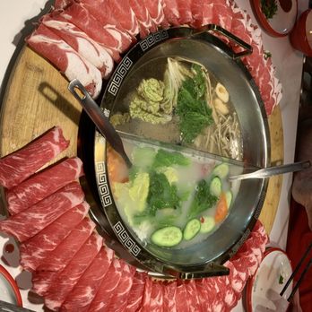 Pipa Mountain Hot Pot - Lamb & beef combo. Mushroom broth, & pork bone broth - Hot Pot Near Me - Seattle, Washington