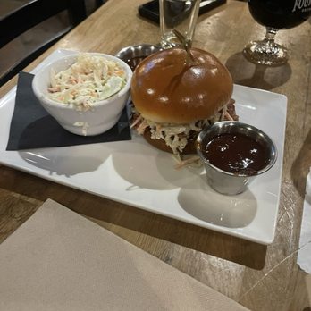 Four Peaks Brewing - Pulled pork sandwich and side of coleslaw. - Pubs Near Me - Tempe, Arizona
