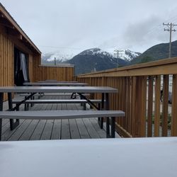 Woadie's South East Seafood - Outdoor seating or inside the tented area for rainy and colder days