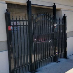 A-1 Security Fence - Black ornamental steel gates
