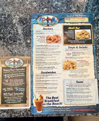 Menu photo 1 Crabby's Beachside St Augustine, FL