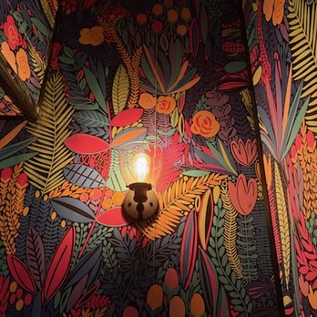 The Good Good - Bathroom wall and sconce - New American Near Me - New York, New York The Good Good - Bathroom wall and sconce - New American Near Me - New York, New York