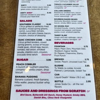 Lovebird - Almost Famous Chicken - Menu July 2025 - Southern Near Me - Winter Haven, Florida