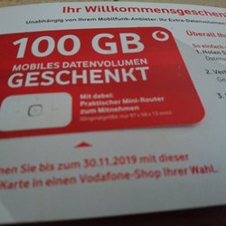 Vodafone Shop Mettmann - Den Vodafone Willkommensgutschein  für übernommene Kunden.