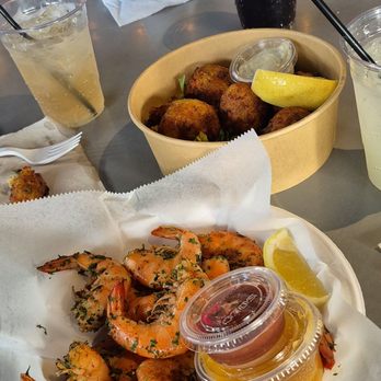 Backyard Social - Peel and Eat Shrimp and Conch Fritters from Atlas' Dock Food Truck - Food Trucks Near Me - Fort Myers, Florida
