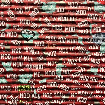 MOD Pizza - a lot of mod mood stickers on a wall - Fast Food Near Me - Park City, Utah