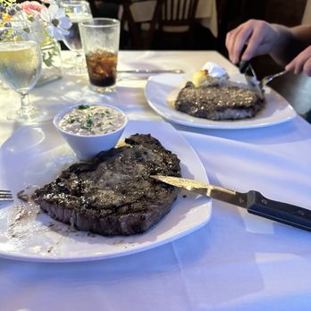 1836 Steakhouse - Ribeye with onion and mushroom risotto - Steakhouses Near Me - Huntsville, Texas