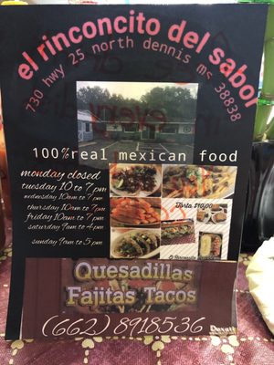Menu photo 2 El Rinconcito Del Sabor Dennis, MS Menu photo 2 El Rinconcito Del Sabor Dennis, MS