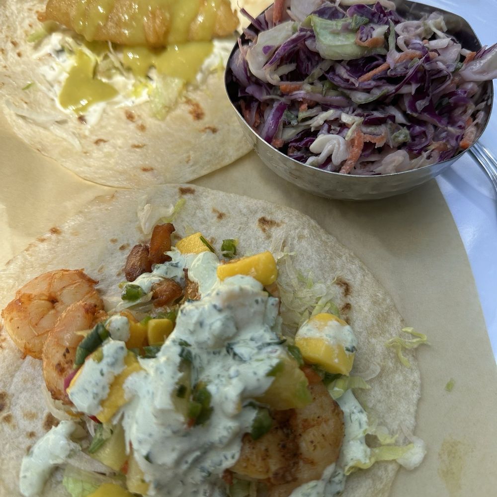 Picasso Taqueria & Mediterranean - California shrimp and Fish tacos with jalapeño slaw - Mediterranean Near Me - Mooresville, North Carolina Picasso Taqueria & Mediterranean - California shrimp and Fish tacos with jalapeño slaw - Mediterranean Near Me - Mooresville, North Carolina