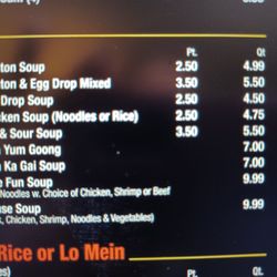 Tony's Fusion West - The menu that I was told is wrong with my soup only coming in small size