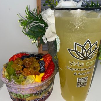 Vita Cane - Açaí bowl (small $9.95) and Plain Original Sugarcane Juice (24oz $5.99) - Juice Bars & Smoothies Near Me - Rosemead, California Vita Cane - Açaí bowl (small $9.95) and Plain Original Sugarcane Juice (24oz $5.99) - Juice Bars & Smoothies Near Me - Rosemead, California