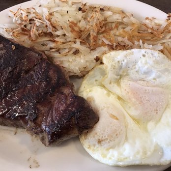 Early Bird Coffee Shop - Steak and eggs, delicious and perfectly cooked at the medium rare I asked for. - American Near Me - Parker, Arizona Early Bird Coffee Shop - Steak and eggs, delicious and perfectly cooked at the medium rare I asked for. - American Near Me - Parker, Arizona