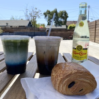 1802 Roasters - limited edition Earth Day matcha latte, coconut chocolate brew, pain au chocolate, outdoor shaded table! - Coffee & Tea Near Me - Los Angeles, California 1802 Roasters - limited edition Earth Day matcha latte, coconut chocolate brew, pain au chocolate, outdoor shaded table! - Coffee & Tea Near Me - Los Angeles, California
