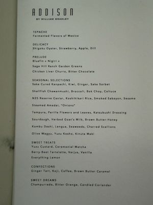 Menu photo 2 Addison San Diego, CA