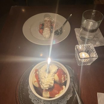 Press Room - a plate of dessert with ice cream and strawberries - New American Near Me - Shepherdstown, West Virginia
