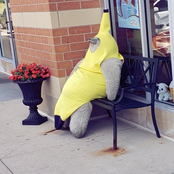 Rocky Mountain Chocolate Factory - a stuffed banana sitting on a bench - Chocolatiers & Shops Near Me - Geneva, Illinois Rocky Mountain Chocolate Factory - a stuffed banana sitting on a bench - Chocolatiers & Shops Near Me - Geneva, Illinois