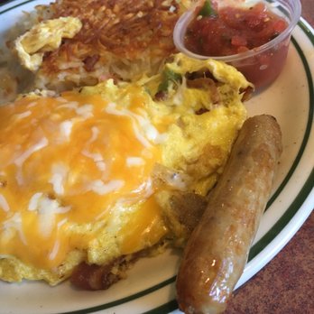 NORMS Restaurant - Melting Pot Omelet with side sausage - American Near Me - Costa Mesa, California NORMS Restaurant - Melting Pot Omelet with side sausage - American Near Me - Costa Mesa, California