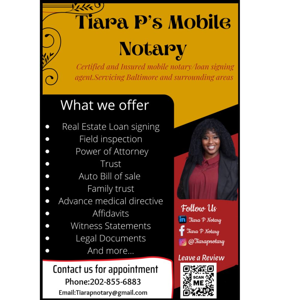 TIARA P NOTARY Updated July 2024 Request Consultation Baltimore