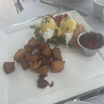 Latitudes - Sunset Key Cottages - Salmon Benedict (sorry blurry) - Seafood Near Me - Key West, Florida