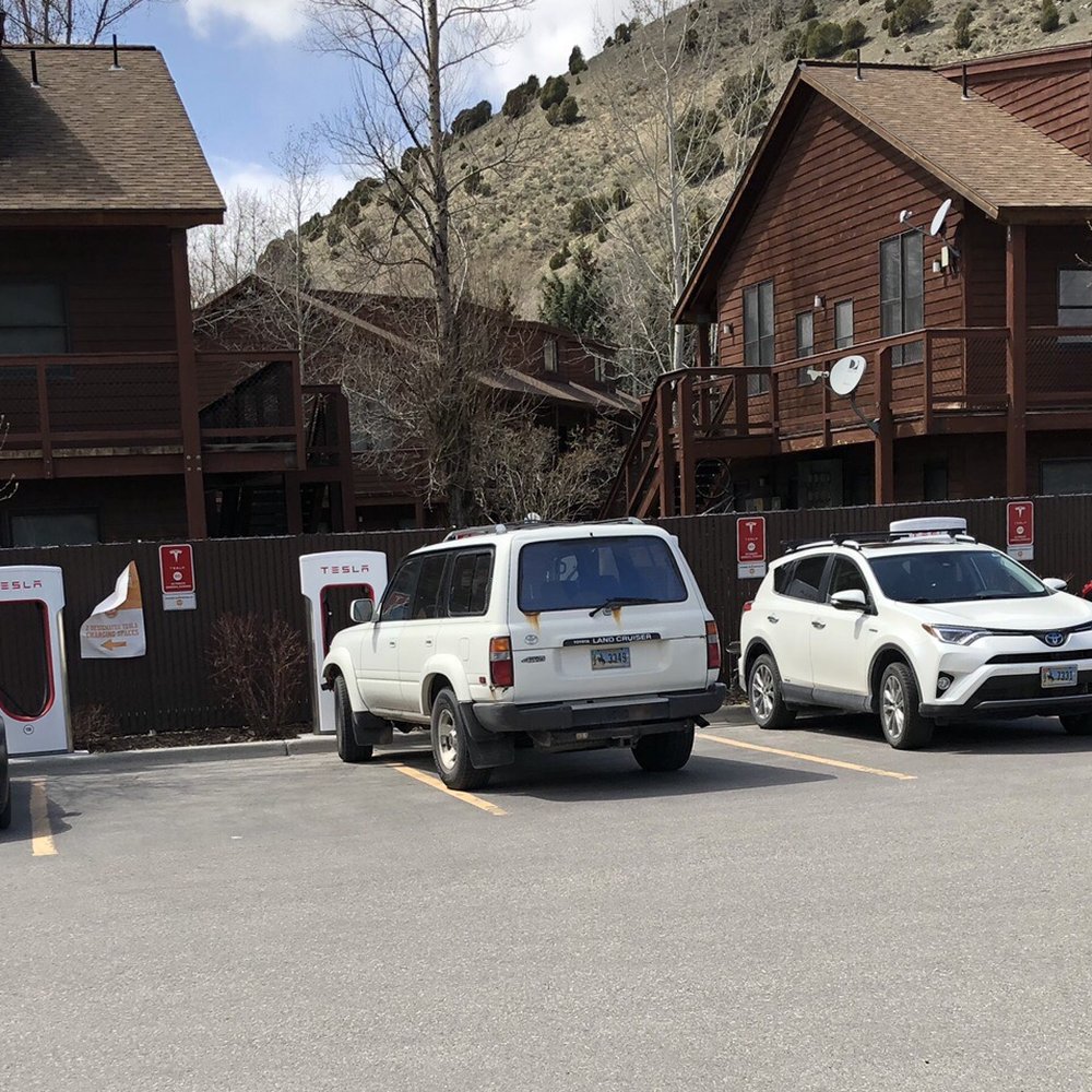 Tesla Supercharger - This charger is always over run w non Tesla's #Elon  charges Teslas for over staying their charge, but if you aren't a client it's wide open - EV Charging Stations Near Me - Jackson, Wyoming