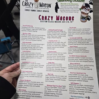 The Crazy Mason Milkshake Bar - Menu - Ice Cream & Frozen Yogurt Near Me - Gatlinburg, Tennessee The Crazy Mason Milkshake Bar - Menu - Ice Cream & Frozen Yogurt Near Me - Gatlinburg, Tennessee