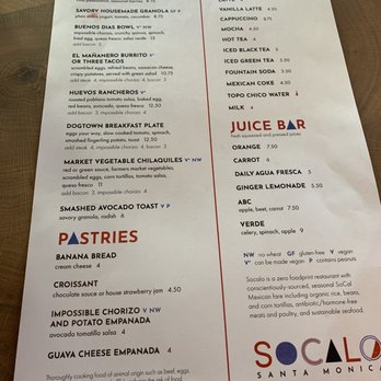 Socalo - Breakfast menu - Mexican Near Me - Santa Monica, California Socalo - Breakfast menu - Mexican Near Me - Santa Monica, California