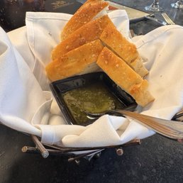 Fresh pesto and house made bread- divine!