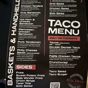 Full Draw Bar & Grill - Menu - Bars Near Me - Edgerton, Kansas