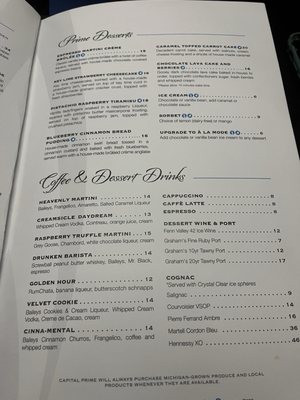 Menu photo 1 Capital Prime Steaks & Seafood Lansing, MI