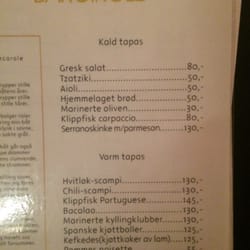 Barcarole - These prices are in Norwegian krone. I recommend you call ahead for reservations.