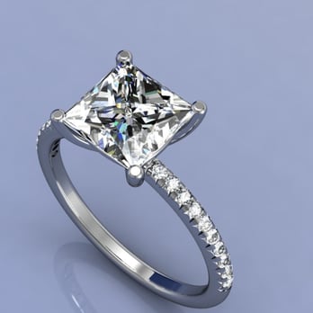 Luna Jewels - Princess cut engagement ring with micro pave'd diamonds on band - Jewelry Near Me - Honolulu, Hawaii Luna Jewels - Princess cut engagement ring with micro pave'd diamonds on band - Jewelry Near Me - Honolulu, Hawaii