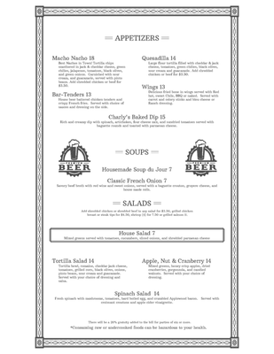 Menu photo 3 Charly's Flagstaff, AZ