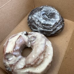 Slack Tide Coffee Roasters - Blueberry Pancake Donut and Chocolate Cake Donut.