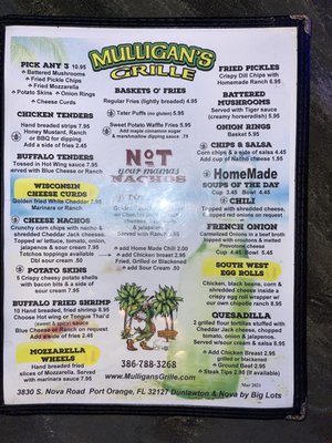 Menu photo 5 Mulligan’s Grill Port Orange, FL