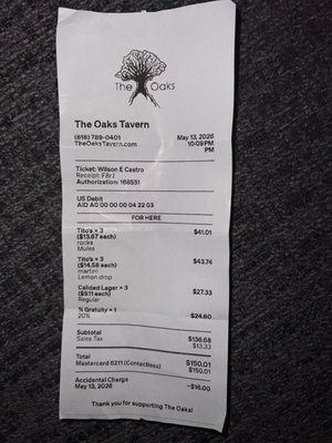 Menu photo 1 The Oaks Tavern Sherman Oaks, CA